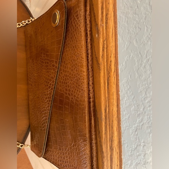 Vintage Crocodile Embossed‎ Brown Clutch Crossbody Bag - Picture 7 of 9